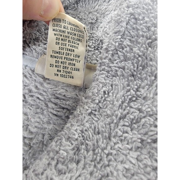 LL Bean Sherpa Fleece Jacket Womens XL Gray Full Zip Suede Trim Pockets Lined - Picture 4 of 14